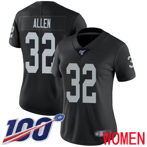 Oakland Raiders Limited Black Women Marcus Allen Home Jersey NFL Football #32 100th Season Vapor Jersey->nfl t-shirts->Sports Accessory